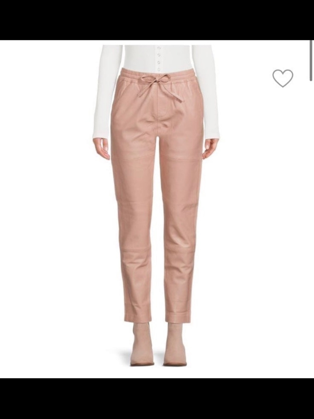 Zadig & Voltaire Blush Pink Faux Leather Cropped Drawstring Pants size 36